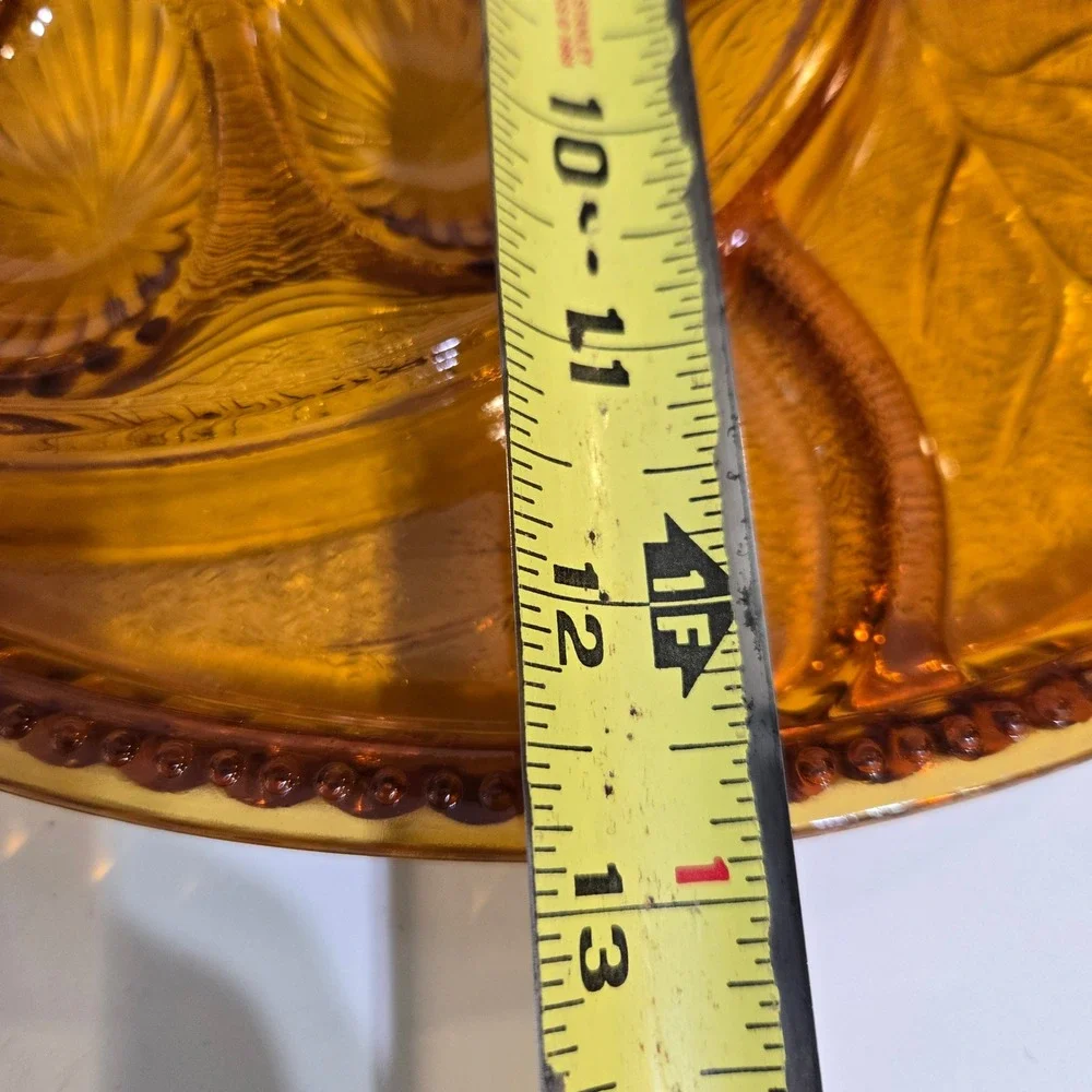 Vintage Indiana Glass Amber Deviled Egg & Relish Tray Divided 13